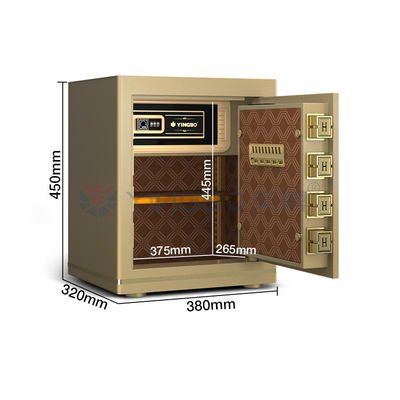 H450mm Gold Office Lock Box Fingerprint Lock+Password+Key