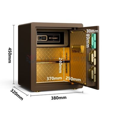 H450MM Fingerprint Lock Safe Box For Home Security(Coffee)