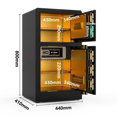 Black Dual Alarm Smart Safe Box Customized For Home Security YB/RS-80D