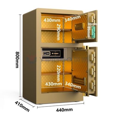 Semiconductor Fingerprint Lock Safe Box For Home Security YB/RS-80D Gold Biometric Lock Safe Box