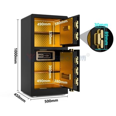 Black Double Door Home Smart Security Safe Box H39.5in YB/RS-100D