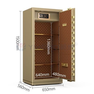 Gold Solid Steel Fingerprint Lock Office Safe Box Dual Alarm YB/N7-150