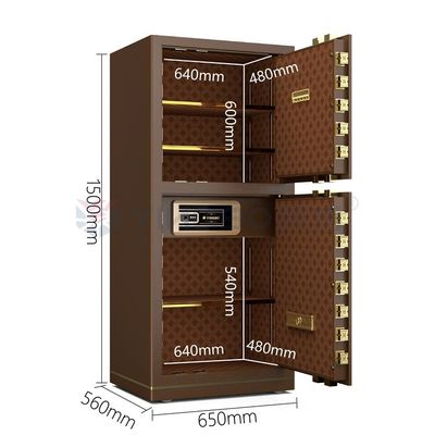 120kg Patented Bolts Dual Alarm Biometric Safe Box Fingerprint Lock YB/N7-150D Coffee