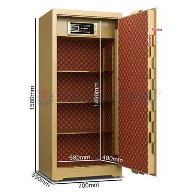 H1580mm Fingerprint Safe Box With Patented Double Rows Bolts And Zinc Alloy Handle
