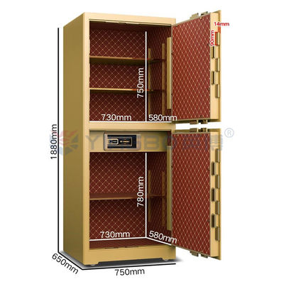 Liquid Crystal Display Panel Commercial Safe Box With Patent Solid Bolts And Fingerprint Biometric H1880mm