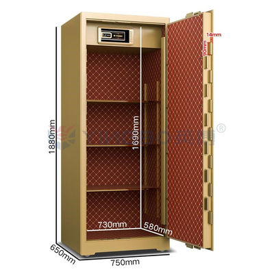H1880mm Thickened Office Safe Box Double Rows Anti Explosion Latches Dual Intelligent Alarm