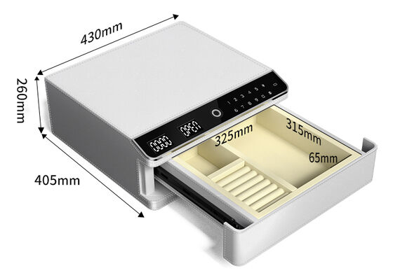 Leather-Covered Small Jewelry Safe Box with Auto Pop-up & Metal Sliding Rail