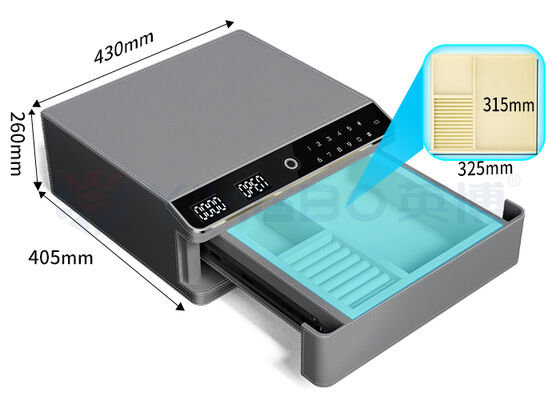 Leather-Covered Jewelry Safe Box with Dual Alarm & Auto Open, Single Layer