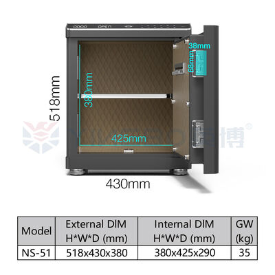 Solid Steel Smart Safe Box Motion-Activated Drawer Biometric Lock Dual Alarm