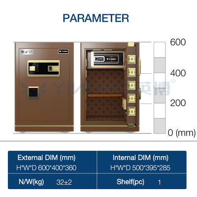 Fingerprint Lock Home Safe Box with Leather Interior and Patented Double T Bolts for Enhanced Security