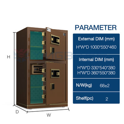 High Quality Double‑Door Safe Full Leather Lining Adjustable Shelves Office Safes Commercial Safe For Valuables Storage